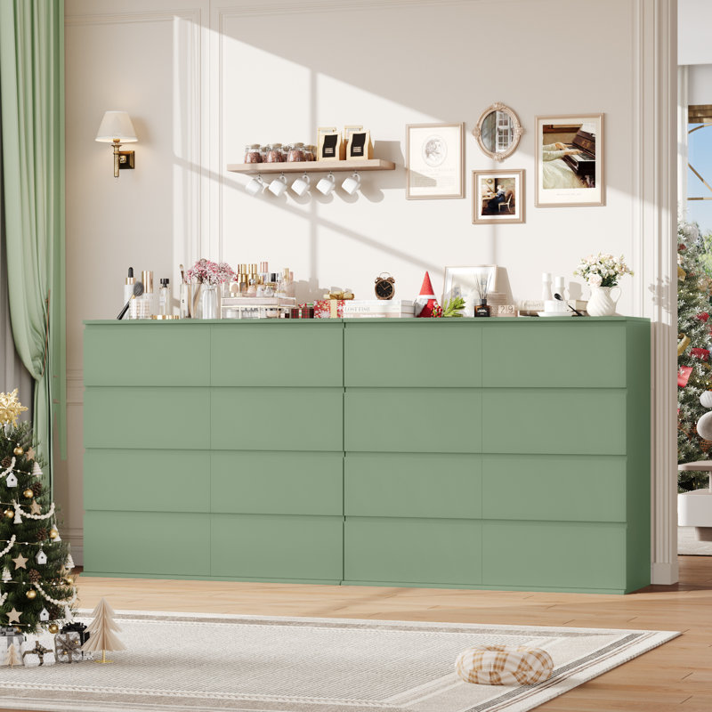 Commode double 8 tiroirs l 41,3 po, Vert