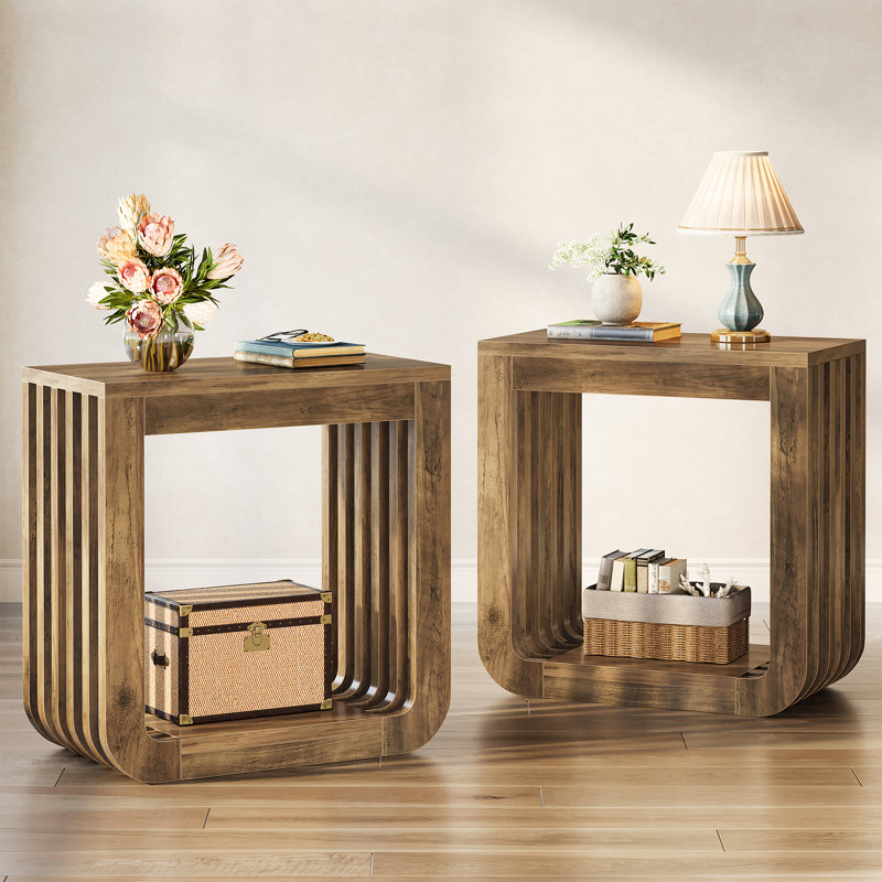 Pedestal End Table, Set of 2