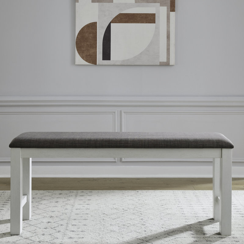 Banc de salle à manger rembourré à hauteur de comptoir Luz, H 26 po x l 60 po x P 16 po, Blanc