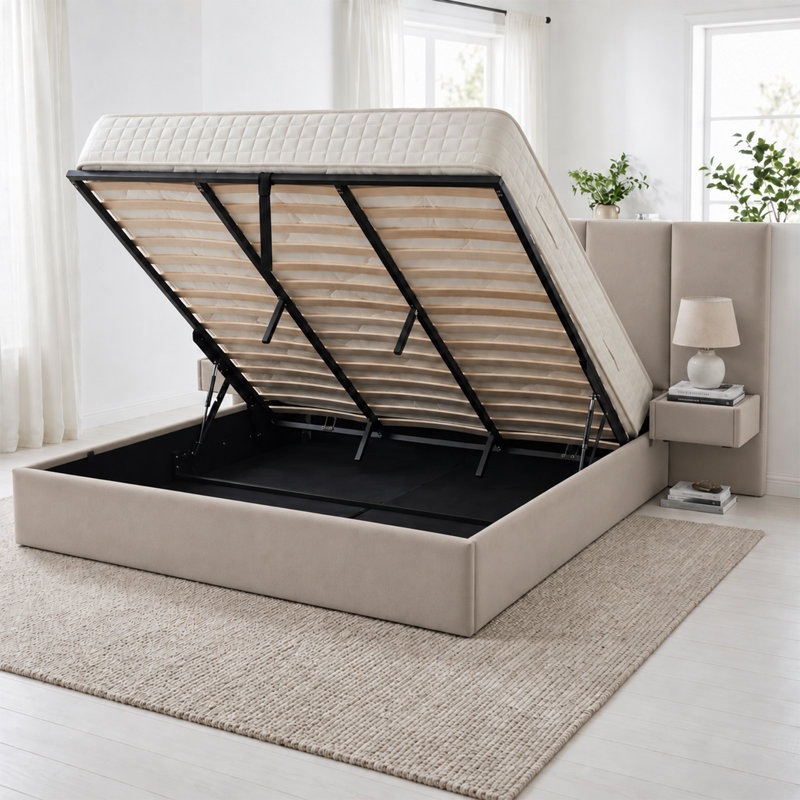 Structure de lit avec rangement Iokaste Iokaste, Très grand, Taupe