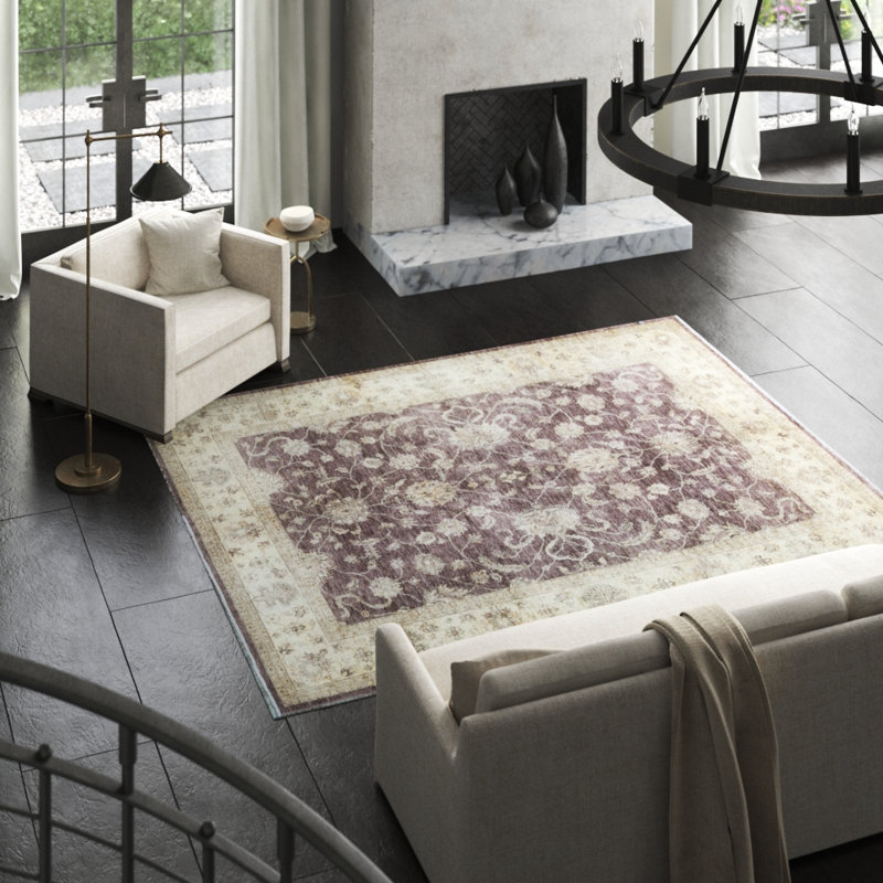 Ziegler Wool Oriental Area Rug in Light Plum/Beige