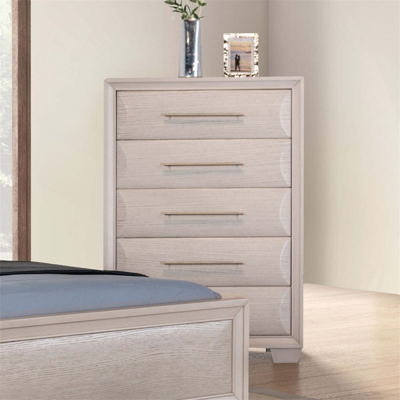 Commode à tiroirs en queue d'aronde anglaise, 1 pièce, finition chêne blanc, Chêne blanc
