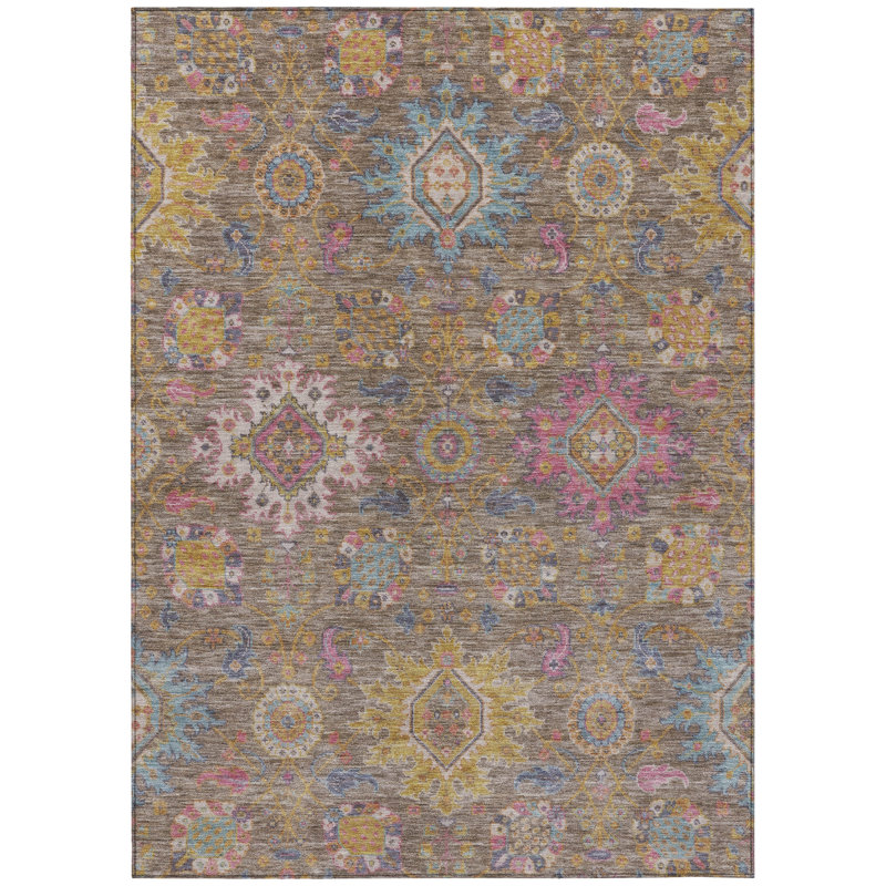 Machine Washable Indoor/Outdoor Jacinto ACN2151 Medallions Rug, Rectangle 3' x 5'