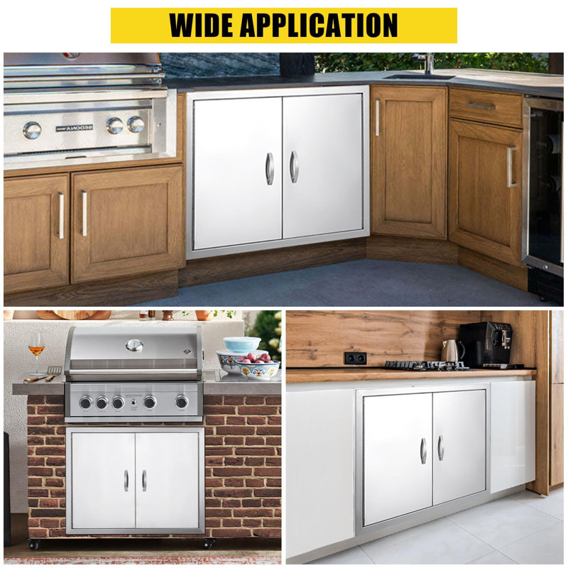 Porte d'accès en acier inoxydable de qualité commerciale 304 pour cuisine extérieure, porte d'armoire encastrée pour îlot de barbecue, panneau d'accès