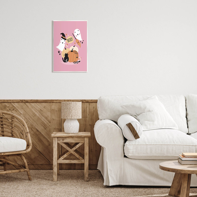 Pink Boo - fantômes d'Halloween - 231, H 19 po x l 13 po x P 0,5 po, Bois