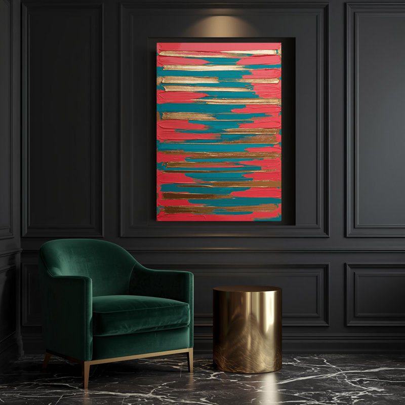 «Abstract Color Field 58», art mural sur toile rouge, H 18 po x l 12 po