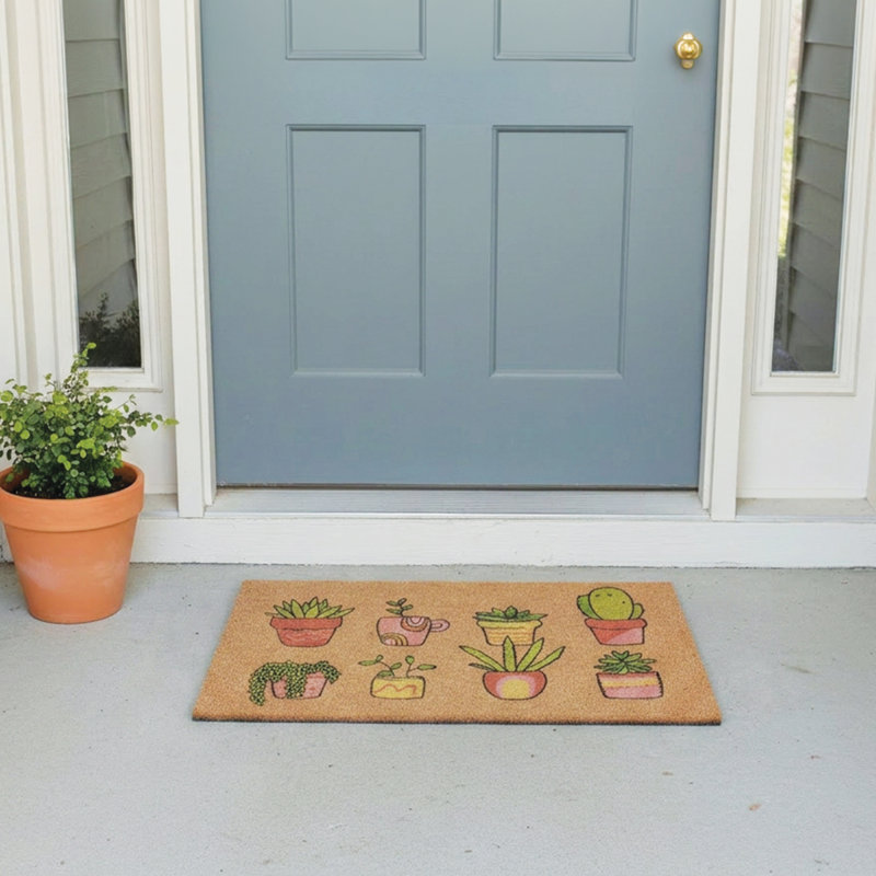 Retro Plants Doormat, 17" x 29"