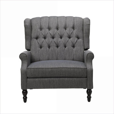  Tufted Nailhead Trim Wingback Recliner Oversized Manual Push Back Fabric Upholstery for Living Room