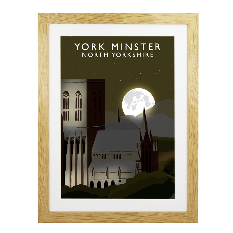 York Minster 2 Night by Richard O'Neil - Print, 43.5 cm H x 33.5 cm W x 2.2 cm D, Oak Wood Frame