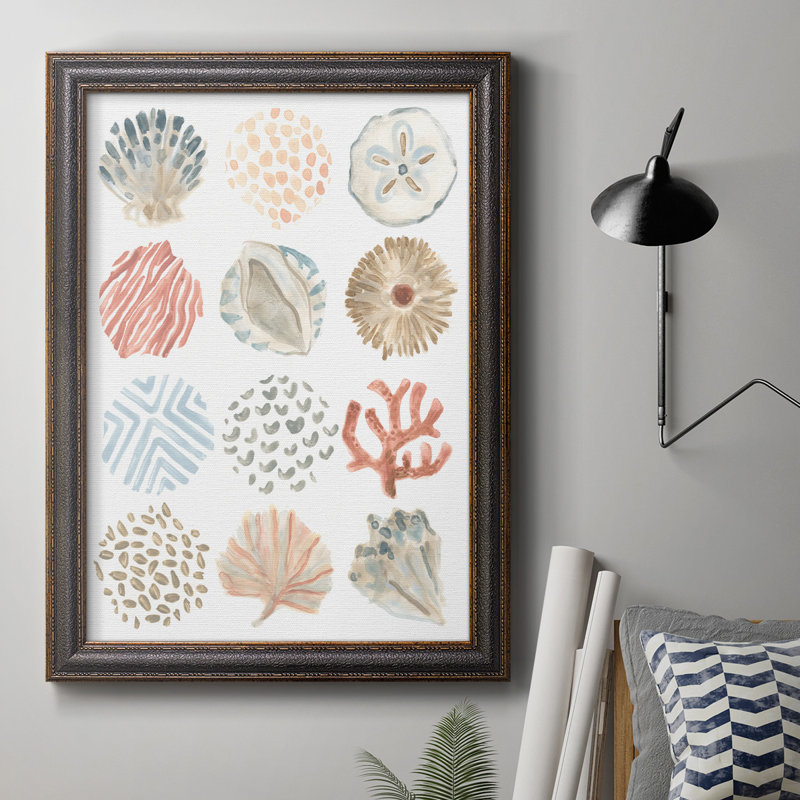 Motif océanique I, toile encadrée de qualité supérieure - prête à être accrochée, H 27 po x l 18 po x P 2,5 po
