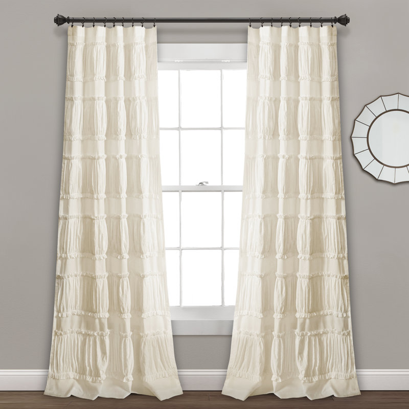 Paire de rideaux semi-transparents avec passe-tringle , Ivoire, L 42 po x L 95 po