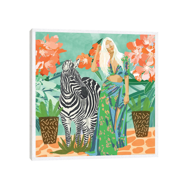 Never Change Your Stripes - Painting on Canvas, 45.72cm H x 45.72cm W x 3.81cm D, White Framed