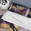 Ensemble de housse de couette en microfibre / polyester mauve et doré liquide Magic II-660811690
