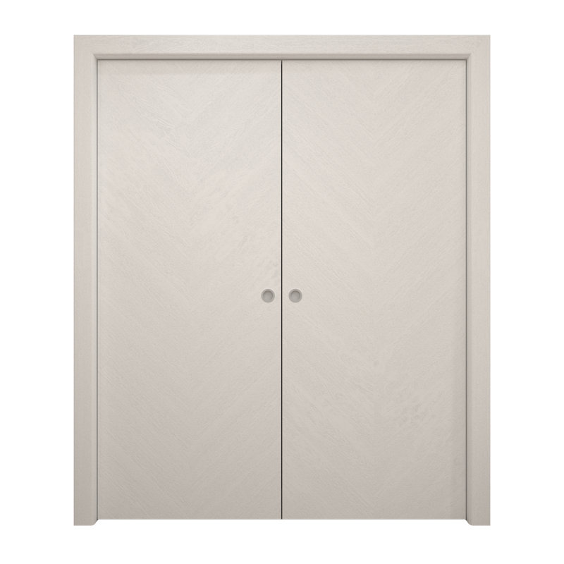 Portes coulissantes françaises à double poche | Ego 5005 | Ensemble de quincaillerie de rail | Portes intérieures modernes en bois massif pour chambre à coucher