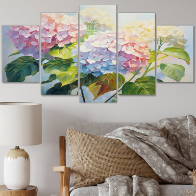 Almyra - Hydrangea Canvas Wall Art - 5 Panels