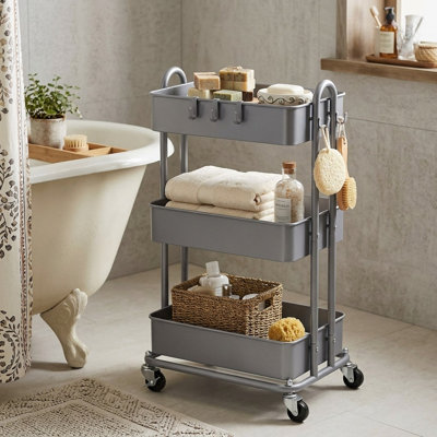 3-Tier Heavy Duty Metal Rolling Utility Cart