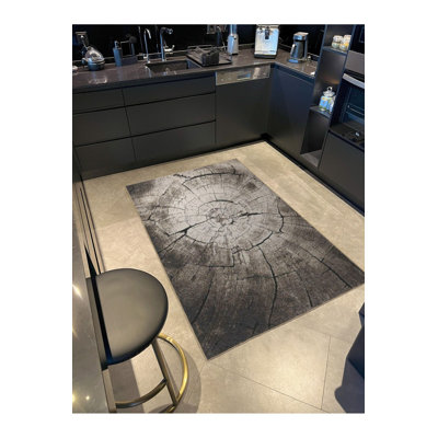 Tapis tissé à motif de bûches lavable à la machine