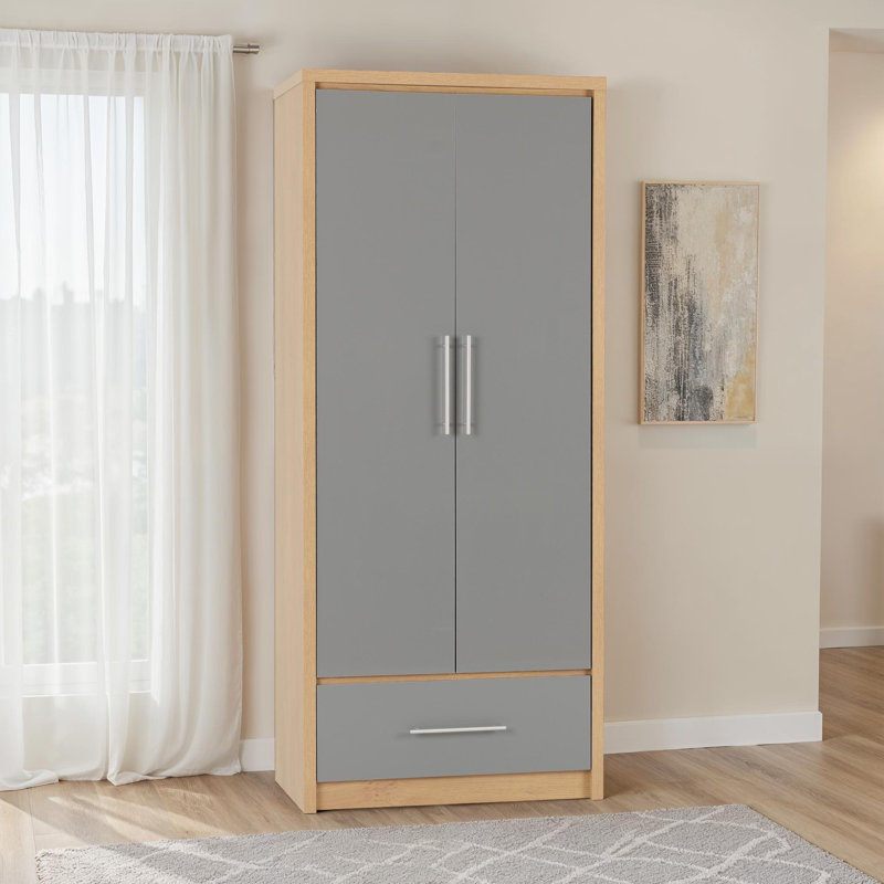 Louisa 2 Door Wardrobe, Oak / Grey