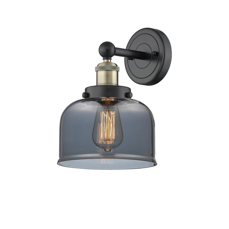 Cetronia Steel Armed Sconce, Black Antique Brass, Plated Smoke