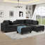 Canapé modulaire de 105 po avec repose-pieds avec rangement, canapé en L avec 2 coussins et porte-gobelets, canapé modulaire avec méridienne réversible pour le salon-1412506851