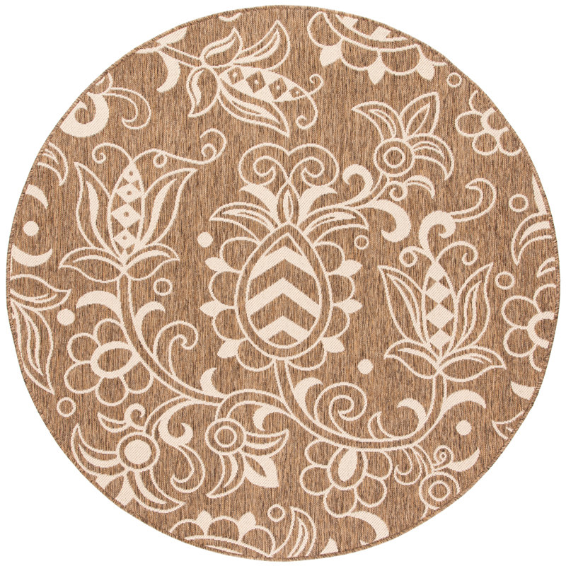 Sabir Performance Floral Indoor/Outdoor Area Rug, Round 6'7"