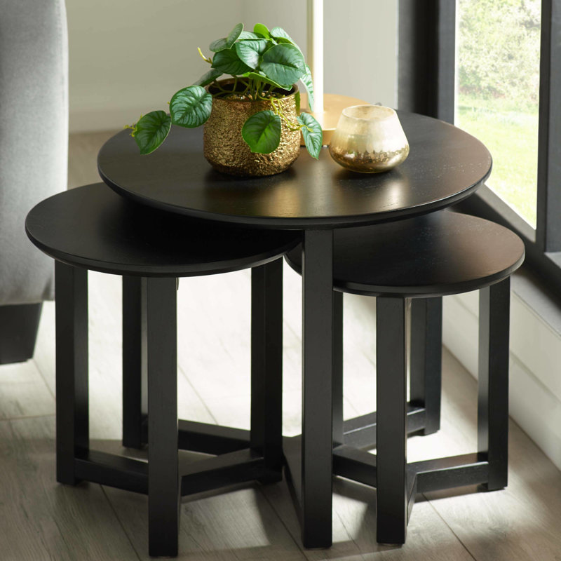 Analin Trestle Nesting Tables, Black