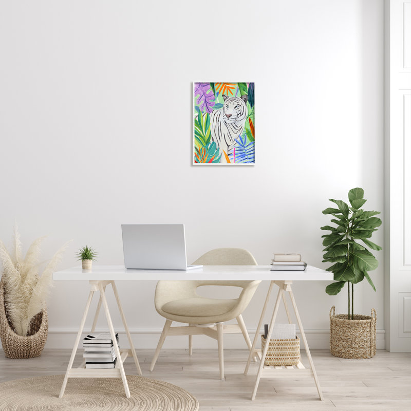 " Vivid Nature Tiger Plant Leaves " by Annie Warren, 20" H x 16" W x 1.5" D, Coastal White Framed Giclee