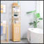 Armoire de salle de bain haute Kleankin avec tiroir et tablettes à lattes