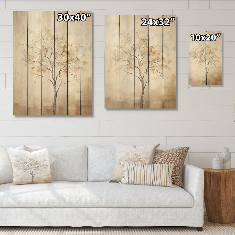 Minimalisme, érable beige, mélodie - érable, art sur bois de pin naturel, H 32 po x l 24 po