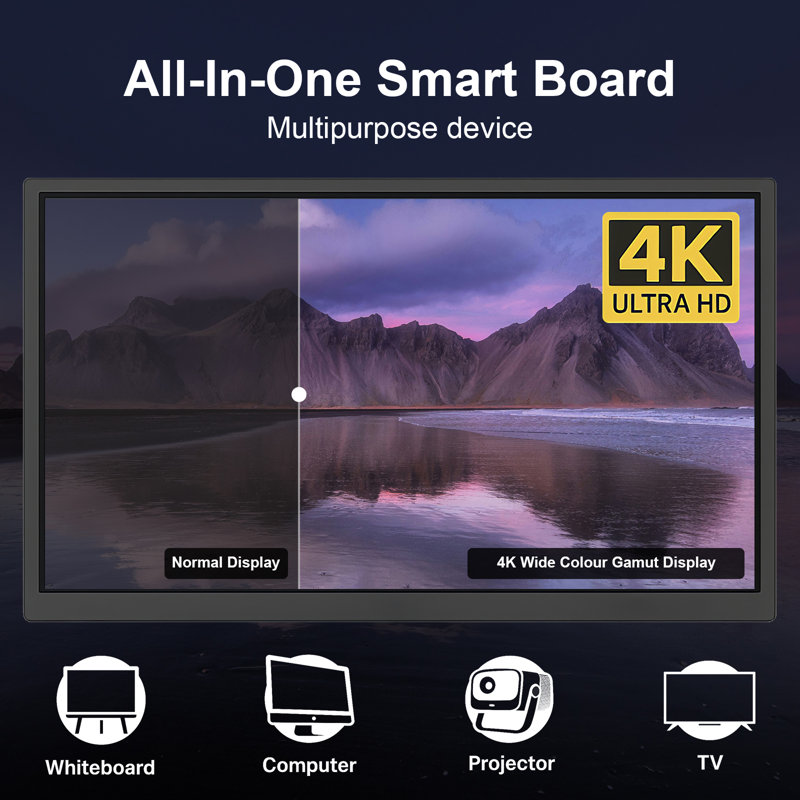 JYXCN 4K Uhd Smart TVs, 86 pouces tout en un tableau blanc électronique électronique et tableau blanc interactif Smartboard double système multi-touch pour les entreprises, le bureau et la salle de classe
