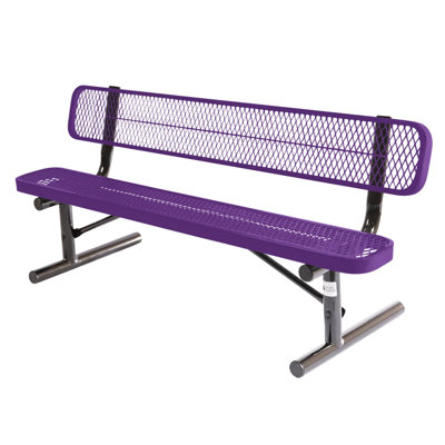 Bench, Textured Black, Expanded, 6Ft, With Back, Portable