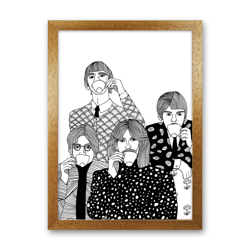 Beatles Tea by Carissa Tanton - Print, 34cm H x 25cm W x 3cm D, Oak Framed