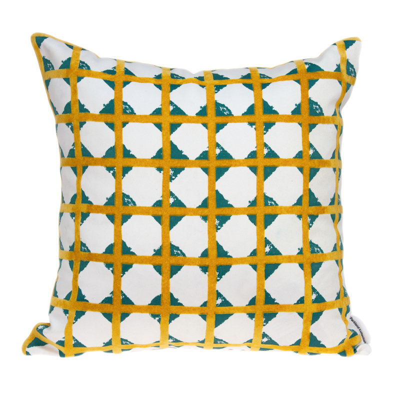 Coussin décoratif géométrique 20 po or et blanc