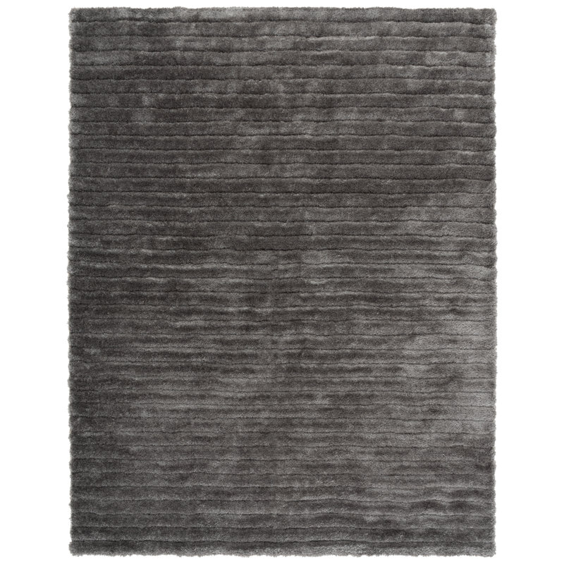 Tapis gris/noir touffeté à la main Blanch, Rectangle 8 pi x 10 pi