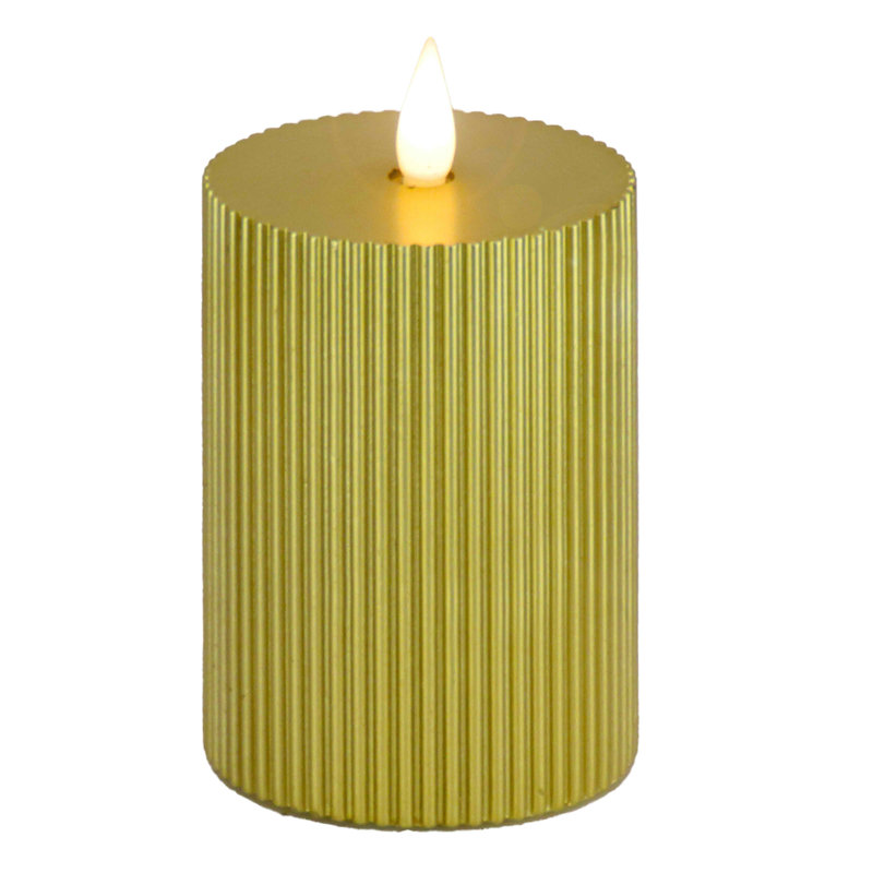 Bougie sans flamme à pilier Georgetown, H 9 po x l 5 po x P 5 po, Or