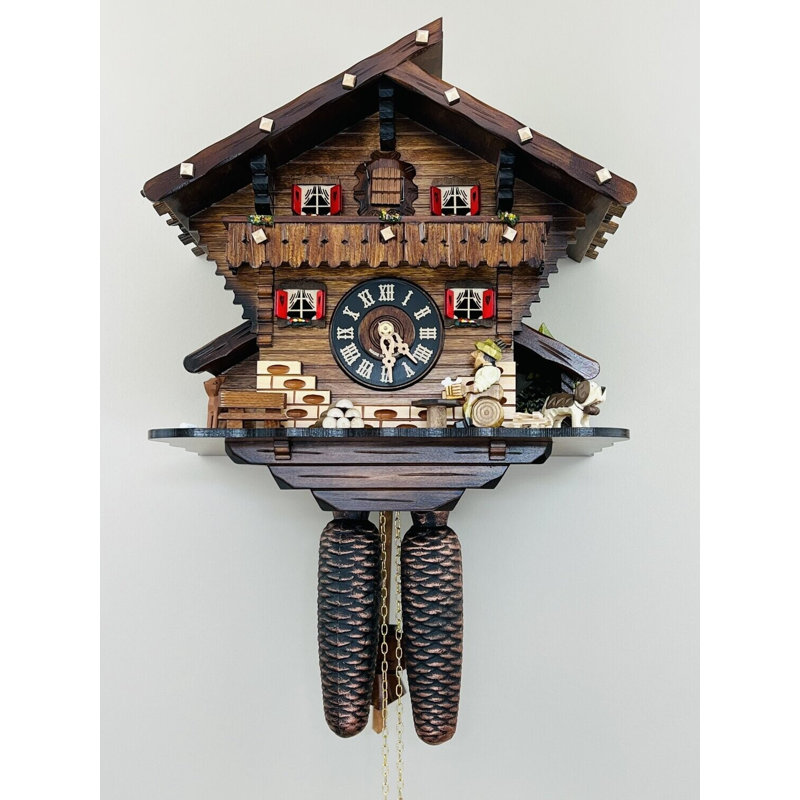  Eight Day Chalet Cuckoo Clock With 12.5 Inch Height Beer Drinker Raising Mug