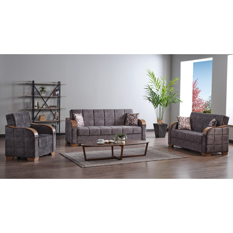 Canapé convertible pour canapé-lit de 88 po avec rangement Oliveros, Brun