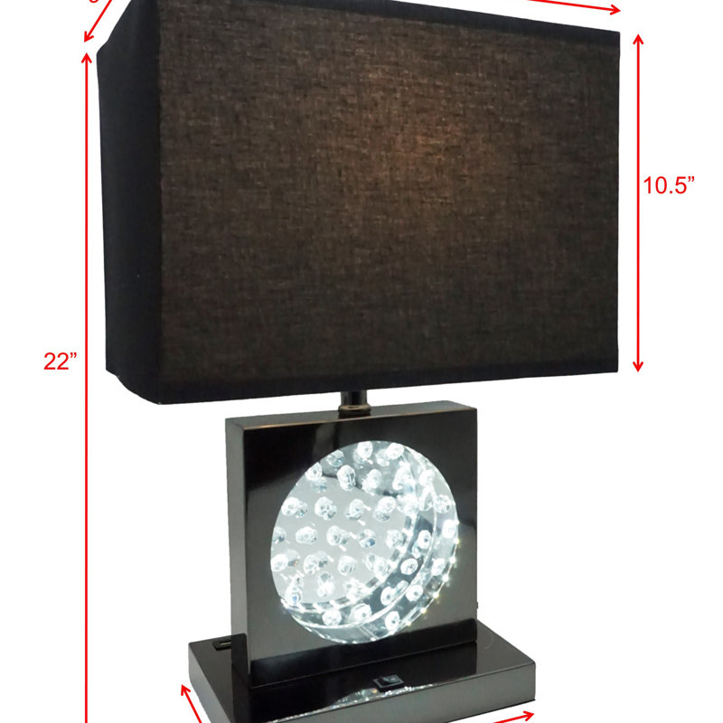 Lampe de table 1pc Luxury Crystal, Nickel, Noir / nickel