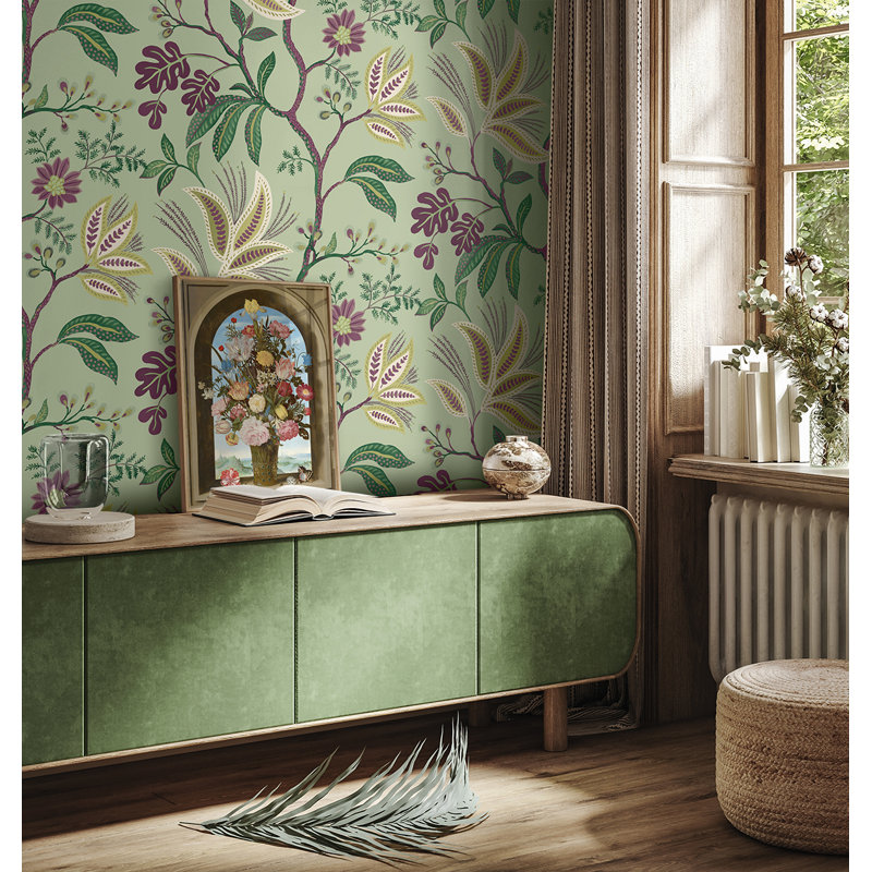 Rouleau de fleurs Addiston, Mauve / vert / crème