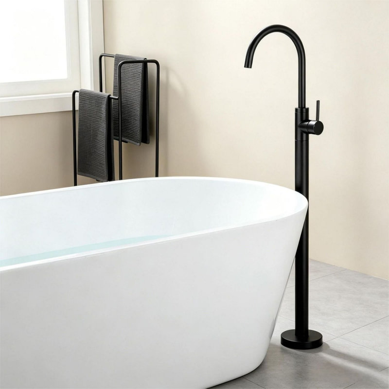 Robinet de baignoire autoportant, Noir mat