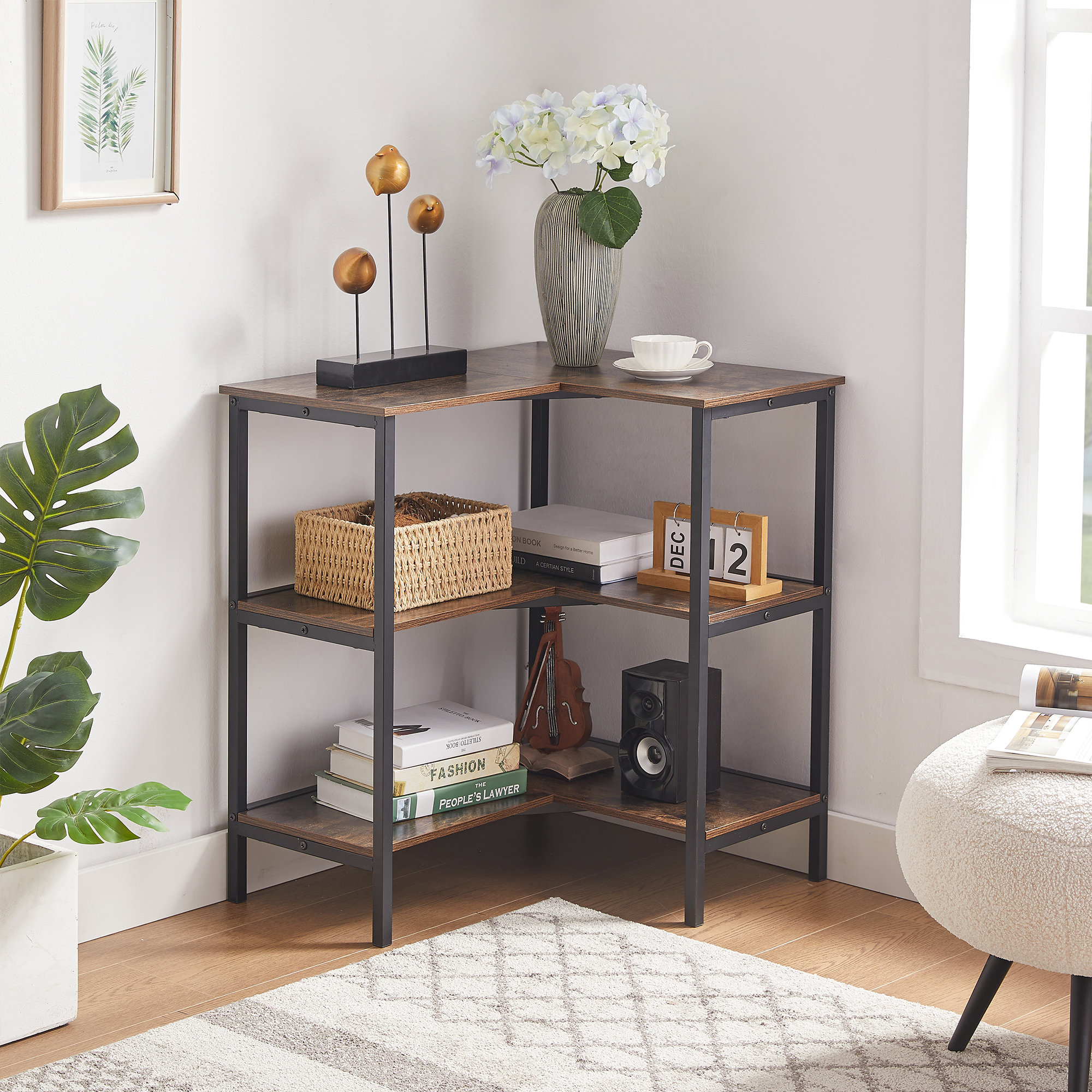 17 Stories Hailyn 29.5" H x 23.6" W Iron Corner Bookcase & Reviews