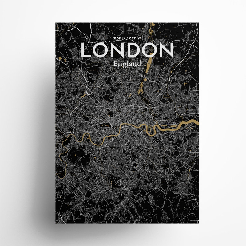 London City Map In Luxe - No Frame Print, 27.6cm H x 19.7cm W x 0.05cm D