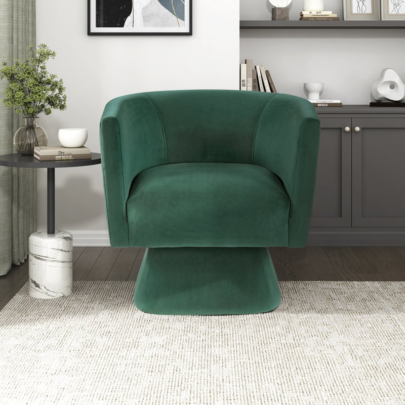  Earl 29" Modern & Contemporary Swivel Chair - Velvet Swivel Chair Supportive Pocket Coil Seating, Luxurious Velvet Upholstery