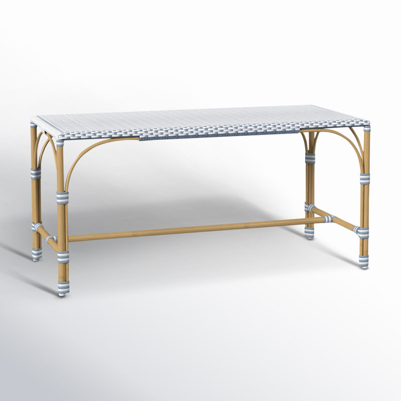 Tobias Outdoor Rattan Rectangular Dining Bench, Blue
