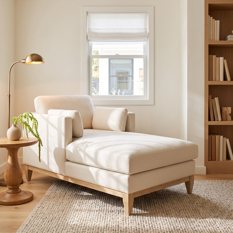 Pera Velvet Chaise Lounge, French Beige Velvet