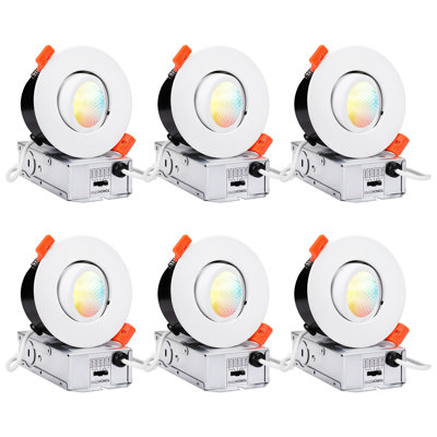 3 Inch LED Gimbal Recessed Light with J-Box, 5CCT 10-100% Dimmable, 35W Eqv.