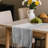 Cotton Blend Hemstitched Embroidered Striped Table Runner With Tassels-113878480-113878478