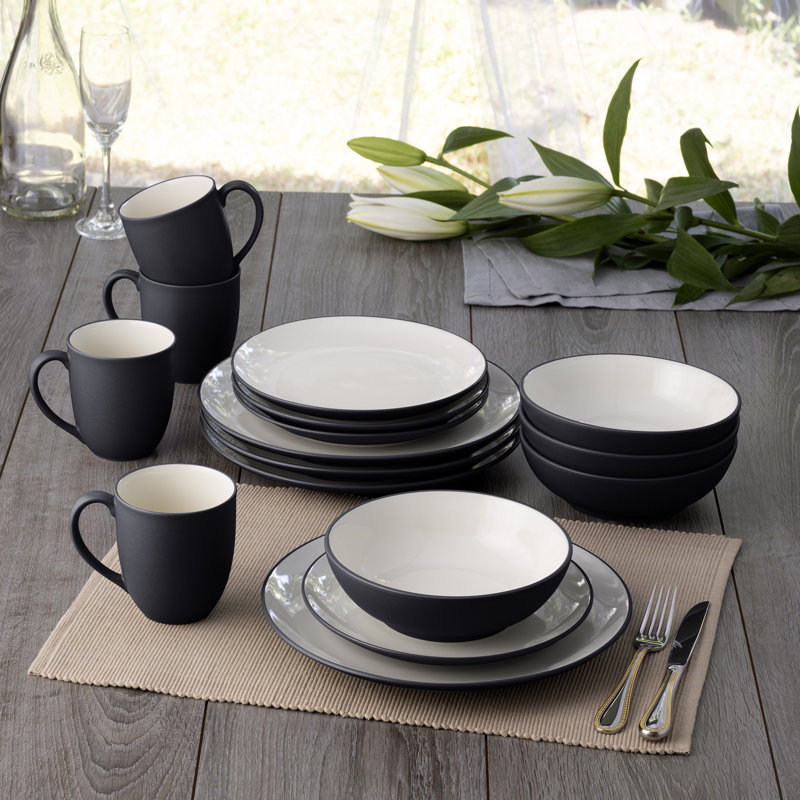 Noritake Colorwave 16-Piece Coupe Dinnerware Set, Service for 4, Graphite