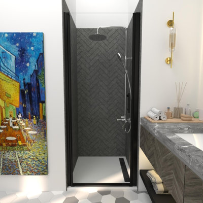 KeepTech 30X72" 30-31.5"W x 72"H Frameless Pivot Shower Door,1/4"(6mm) SGCC Clear Tempered Glass,Panel Pivot Swing Shower Doors,Reversible Installation,ANSI Certified,Rollers Style