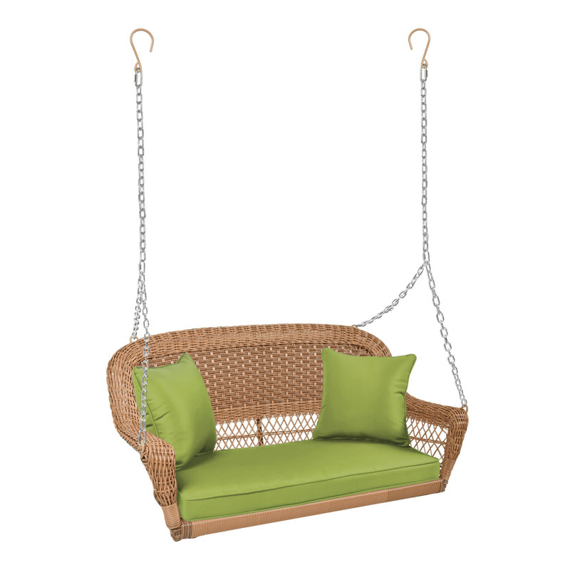 Tarawa 2 Person Porch Swing, Honey, Green